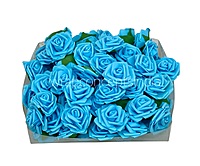 Sky Medium Foam Rose With Leaves