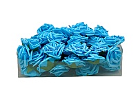 Sky Medium Foam Rose With Leaves