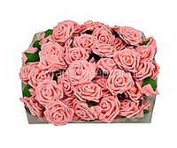 Peach Medium Foam Rose With Leaves