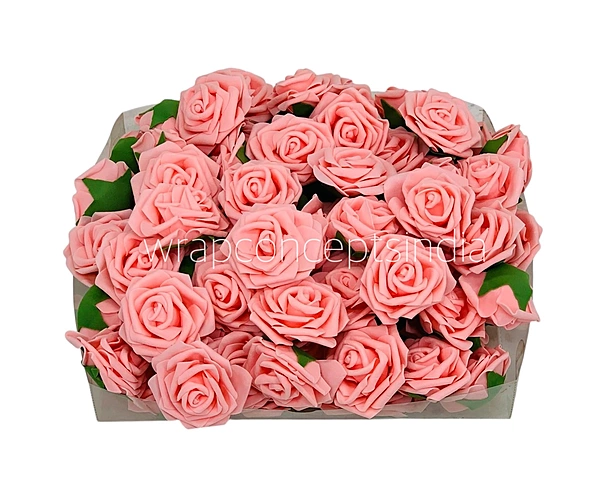 Peach Medium Foam Rose With Leaves