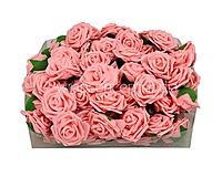 Peach Medium Foam Rose With Leaves