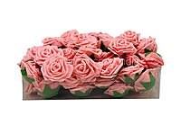 Peach Medium Foam Rose With Leaves