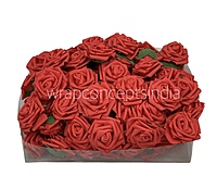 Red Medium Foam Rose With Leaves