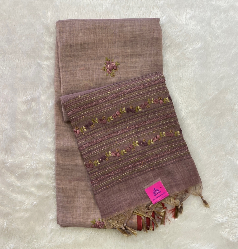 Saanvi - The Linen French Knot Saree with Heavy Blouse SWS127