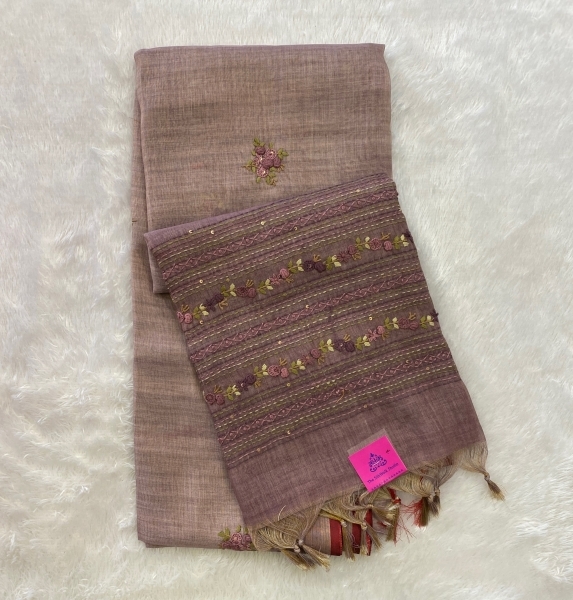 Saanvi - The Linen French Knot Saree with Heavy Blouse SWS129