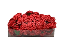 Red Medium Foam Rose With Leaves