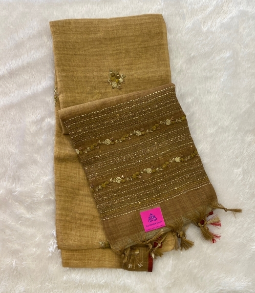 Saanvi - The Linen French Knot Saree with Heavy Blouse SWS127