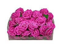 Fuchsia Medium Foam Rose With Leaves
