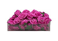 Fuchsia Medium Foam Rose With Leaves