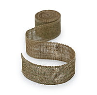 Natural Burlap Ribbon with Green Dots