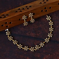 Gold Finish seven stone flower kids set