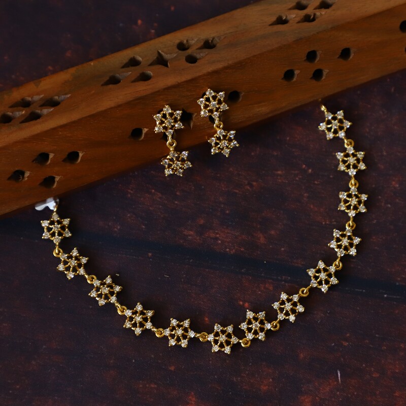 Gold Finish seven stone flower kids set