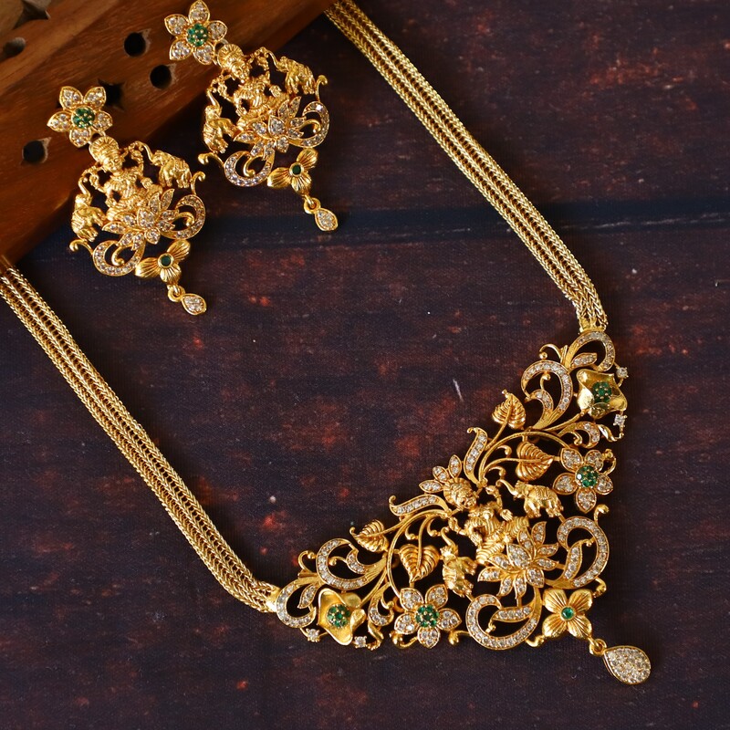 Gold Finish Lakshmi Design Neckpiece