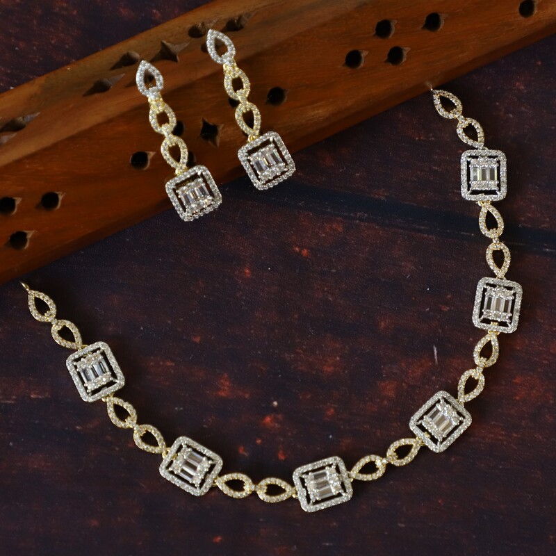 Square Shape  diamond Neckpiece