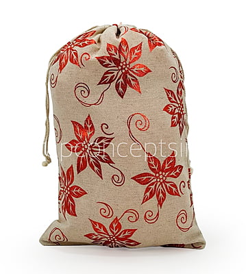 Jute Bags with Flower Print- 19x28 cms