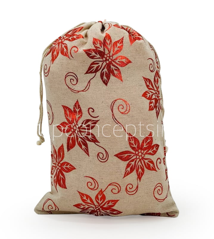 Jute Bags with Flower Print- 19x28 cms