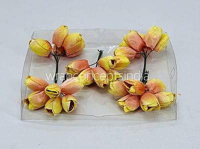 Lemon with hints of Peach Tulip Buds on Stick