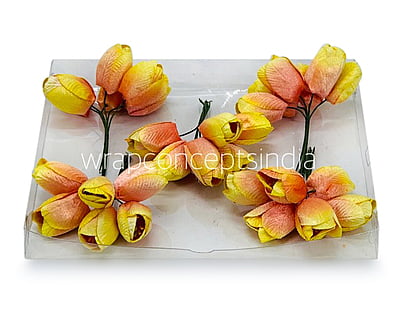 Lemon with hints of Peach Tulip Buds on Stick