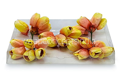 Lemon with hints of Peach Tulip Buds on Stick