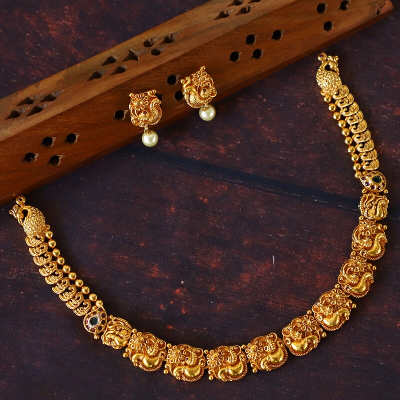 Gold type Peacock design Neckpiece