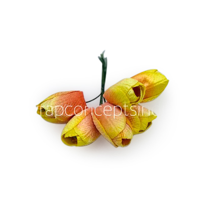 Lemon with hints of Peach Tulip Buds on Stick