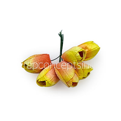 Lemon with hints of Peach Tulip Buds on Stick