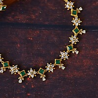 Cute Green with white stone Short Necklace Set