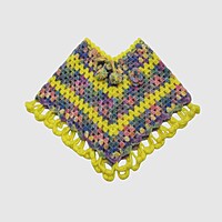 (3-6 Months) Handknitted Kids Multicoloured Woolen Poncho Set with Cap