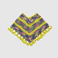 (3-6 Months) Handknitted Kids Multicoloured Woolen Poncho Set with Cap