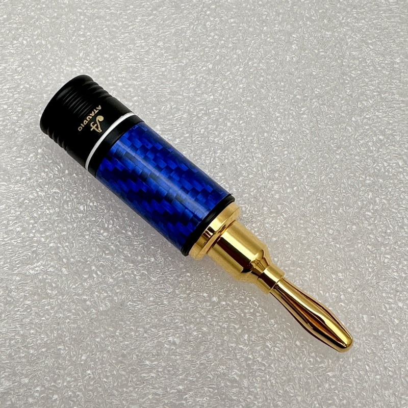Copy of Banana Plug 24K Gold Plated Blue Metal Body with White Ring - BP-BWR Copy of Banana Plug 24K Gold Plated Blue Metal Body with White Ring - BP-BWR