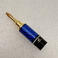 Copy of Banana Plug 24K Gold Plated Blue Metal Body with White Ring - BP-BWR Copy of Banana Plug 24K Gold Plated Blue Metal Body with White Ring - BP-BWR