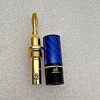 Copy of Banana Plug 24K Gold Plated Blue Metal Body with White Ring - BP-BWR Copy of Banana Plug 24K Gold Plated Blue Metal Body with White Ring - BP-BWR