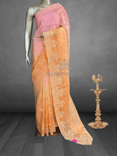 Tamanna – Ombre Shaded Partywear Sarees (Orange - Light Pink)