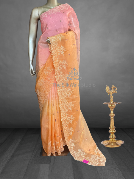 Tamanna ā Ombre Shaded Partywear Sarees (Orange - Light Pink)