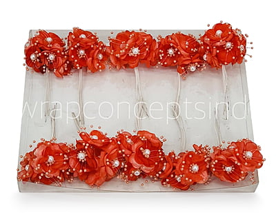 Cute Little Flowers With Pearl-Tomato Red