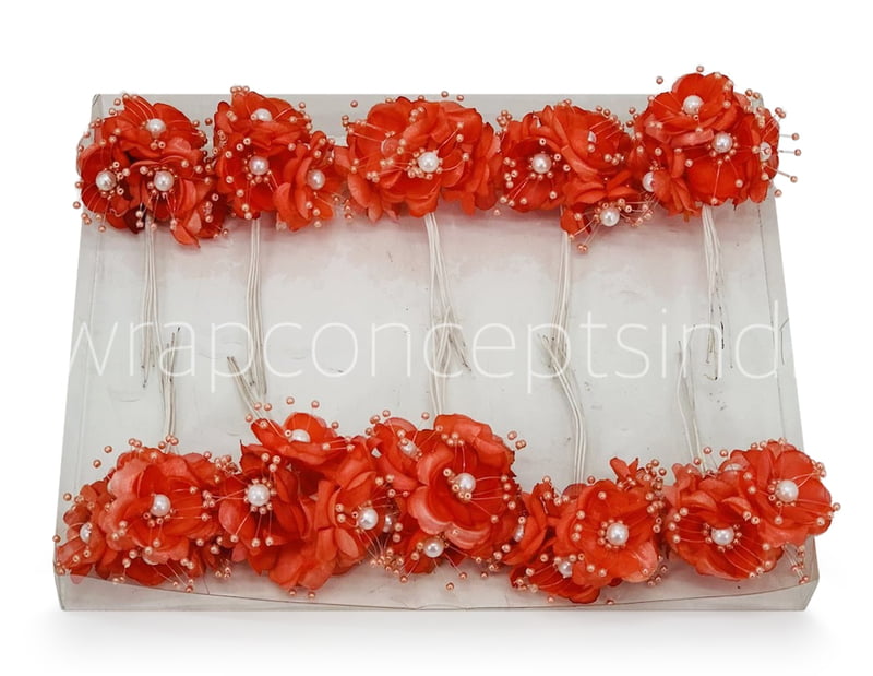 Cute Little Flowers With Pearl-Tomato Red