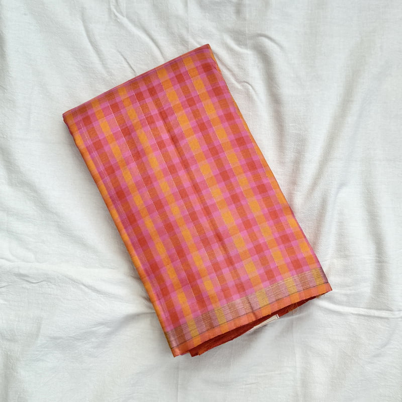 Accent Pink Kanchipuram with Sunset Yellow