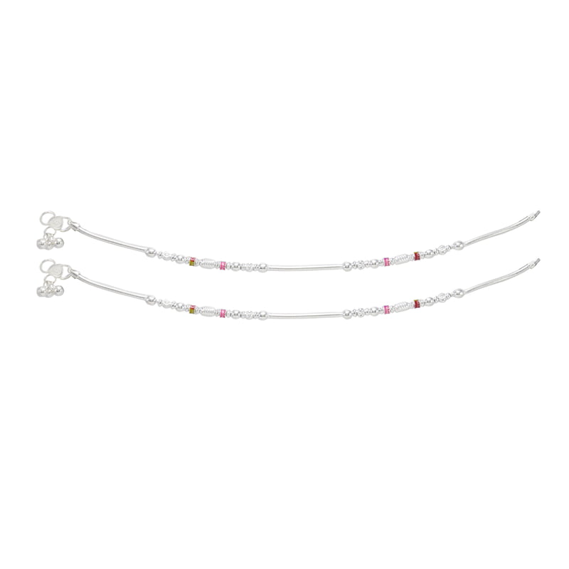 Silver women anklets/enamel design kolusu