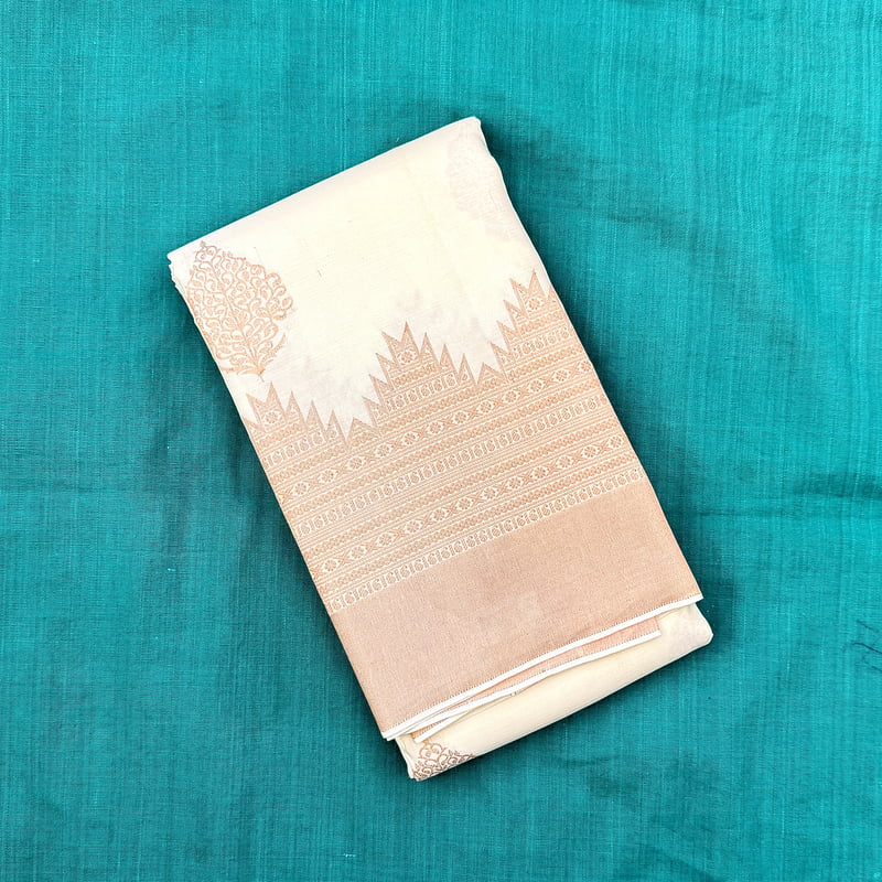 Canvas White Kanchipuram with Copper Zari