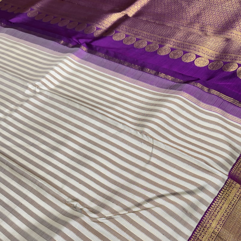 Golden White Kanchipuram with Dusky Saffron