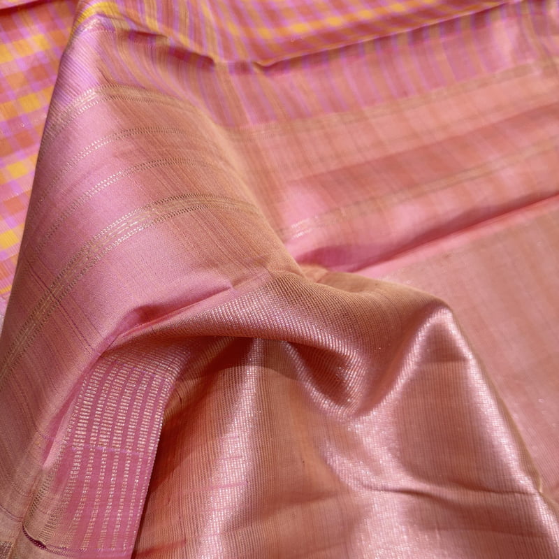 Accent Pink Kanchipuram with Sunset Yellow