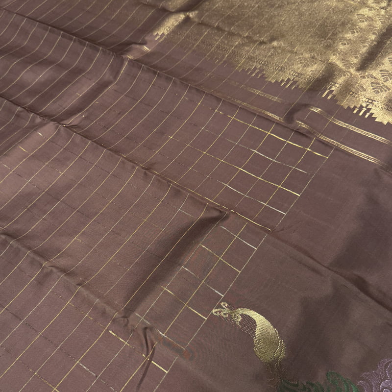 Brick Brown Kanchipuram with Meenakari Border Motif