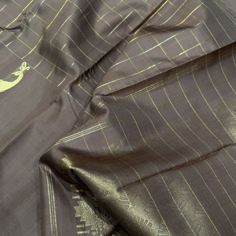 Brick Brown Kanchipuram with Meenakari Border Motif