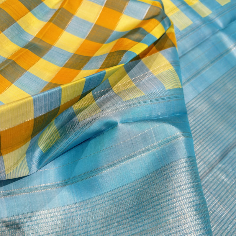 Lemonade Yellow Kanchipuram with Twilight Sea Blue