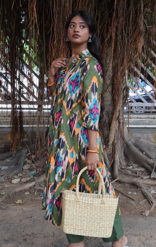 Zeenat's Everyday Flare Top + Pant Set - Green Ikkhat