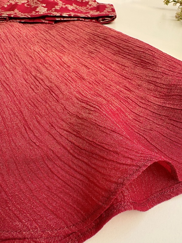 Scarlet Blossom Brocade Sil Set