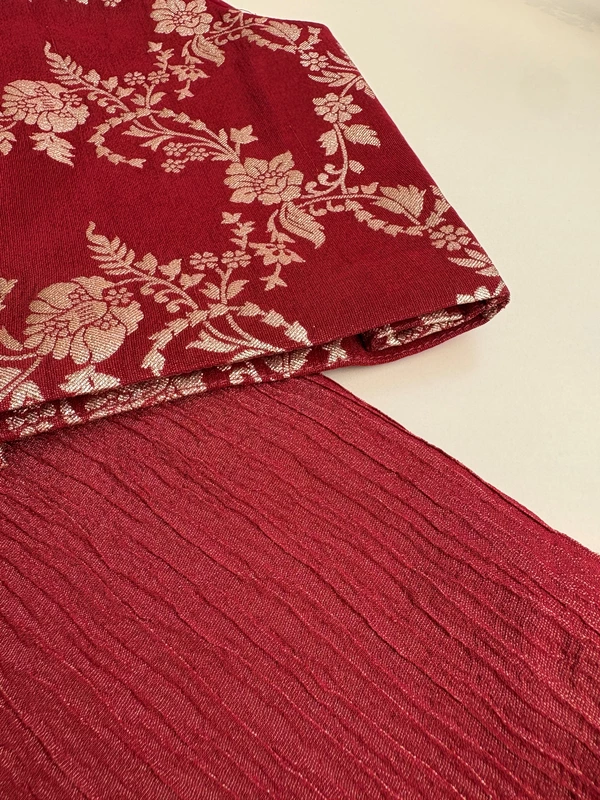 Scarlet Blossom Brocade Sil Set