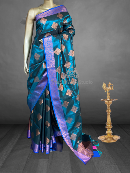 Apsara - Semi Tissue Sarees with Floral Zari Border 15526
