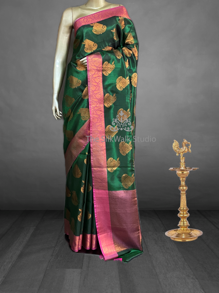 Apsara - Semi Tissue Sarees with Zari Border (Diamond-Paisley Motifs) 15507