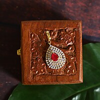 CZ Tear Shape Maang Tikka – Ruby